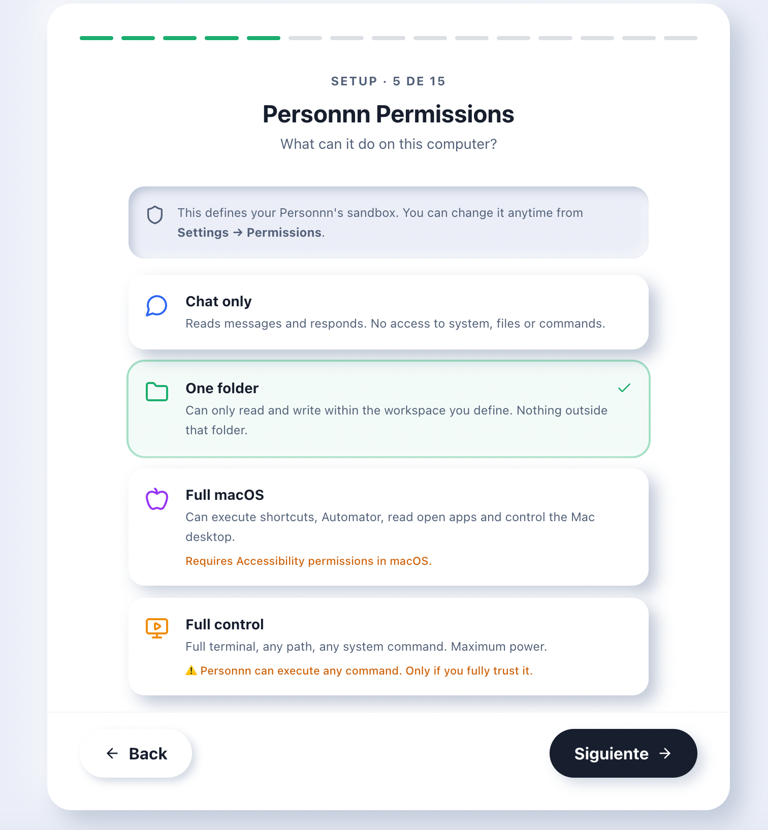 Configuración de permisos