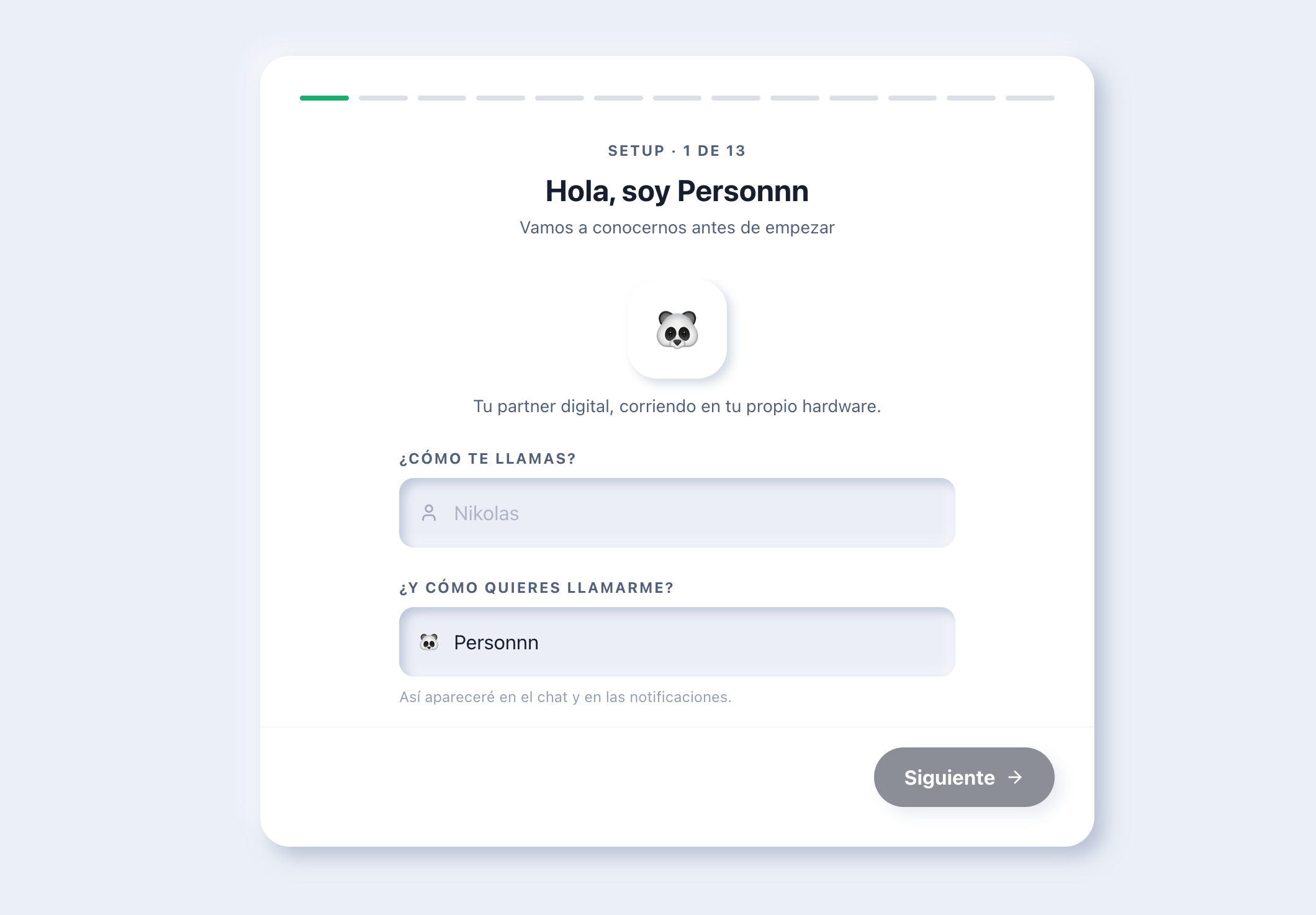 Pantalla de bienvenida