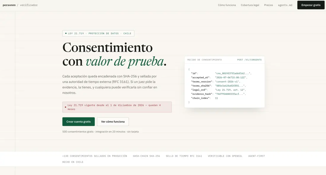 Sitio Verificador construido con Personnn
